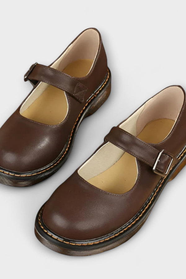 Dámské vintage Mary Jane boty – Klasické kožené s páskem a komfortní podrážkou