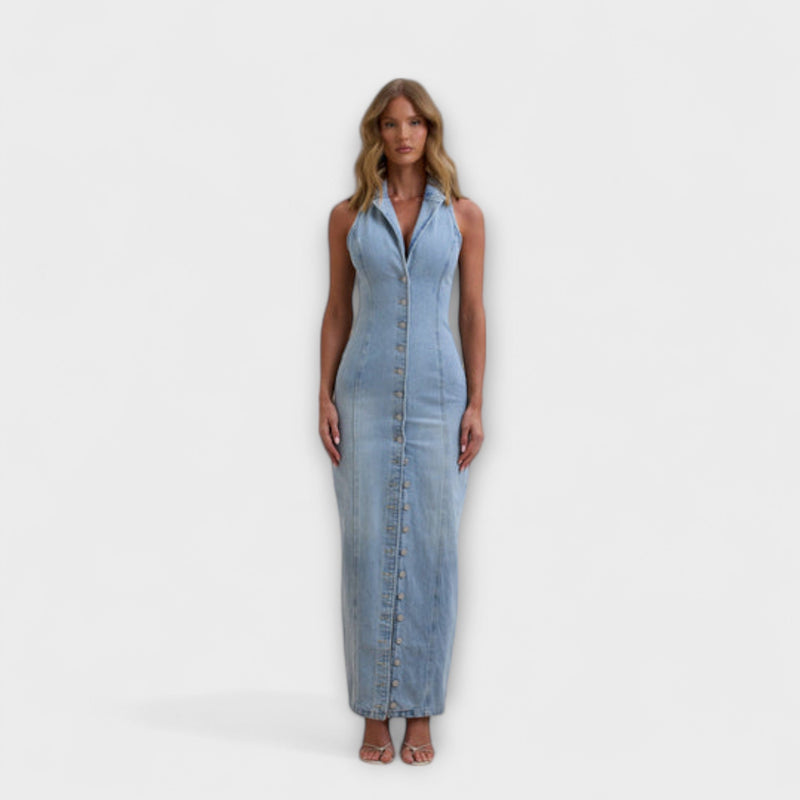 Lacey - Maxi šaty z denimu s mírným praním