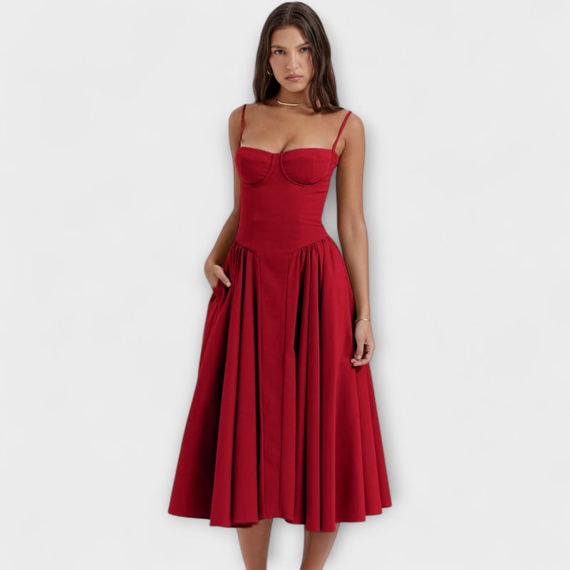 Rosalie - Elegantní bezrukávový korzetový šaty