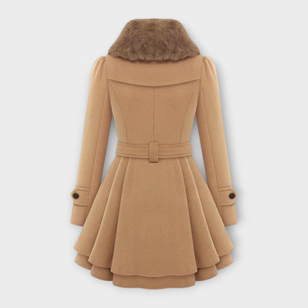 Emma - Elegantní kabát s límcem z umělé kožešiny