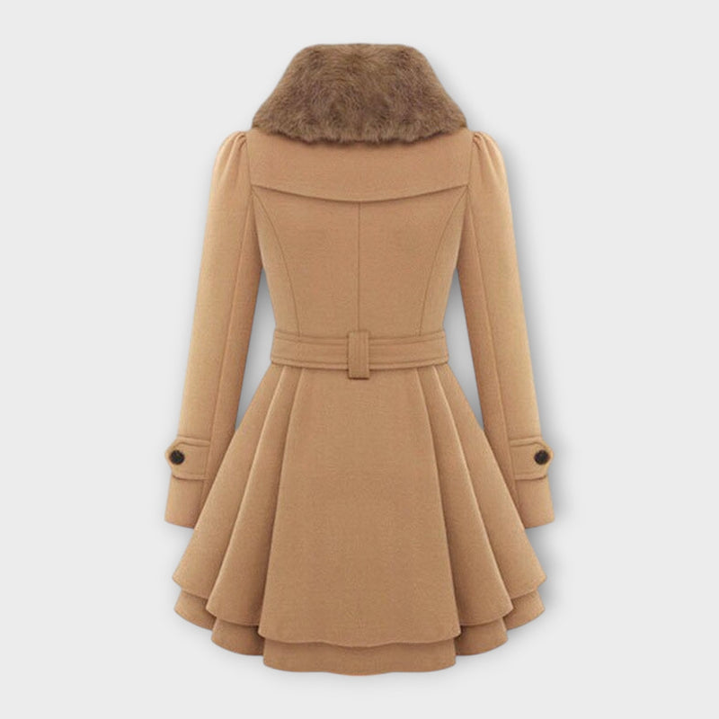 Emma - Elegantní kabát s límcem z umělé kožešiny
