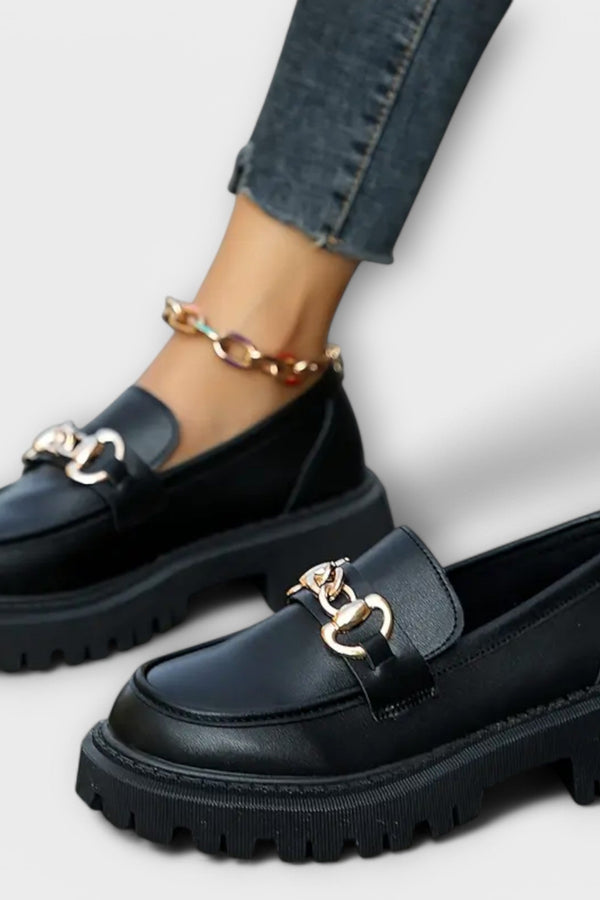 Trendy dámské platformové loafers s přezkou