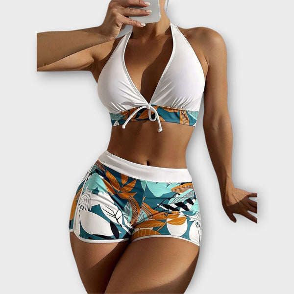 Bikini set s vysokým pasem a zavazováním za krk