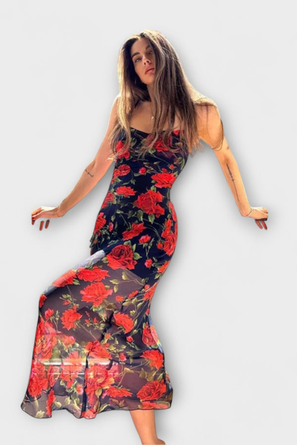 Šaty bodycon s květinovým vzorem a ramínky