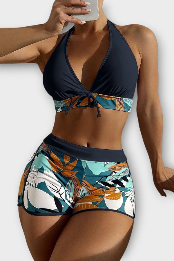 Bikini set s vysokým pasem a zavazováním za krk