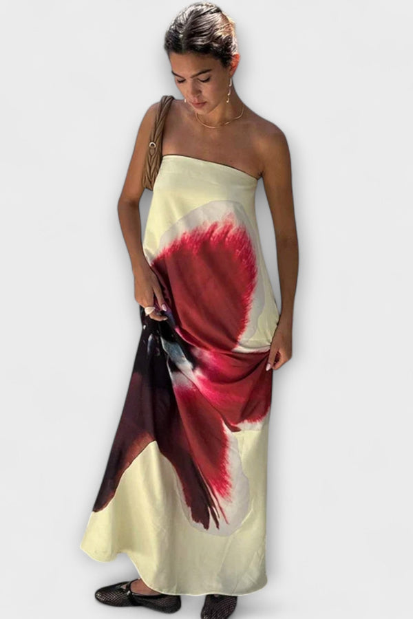 Chic off-shoulder bezramenné maxi šaty
