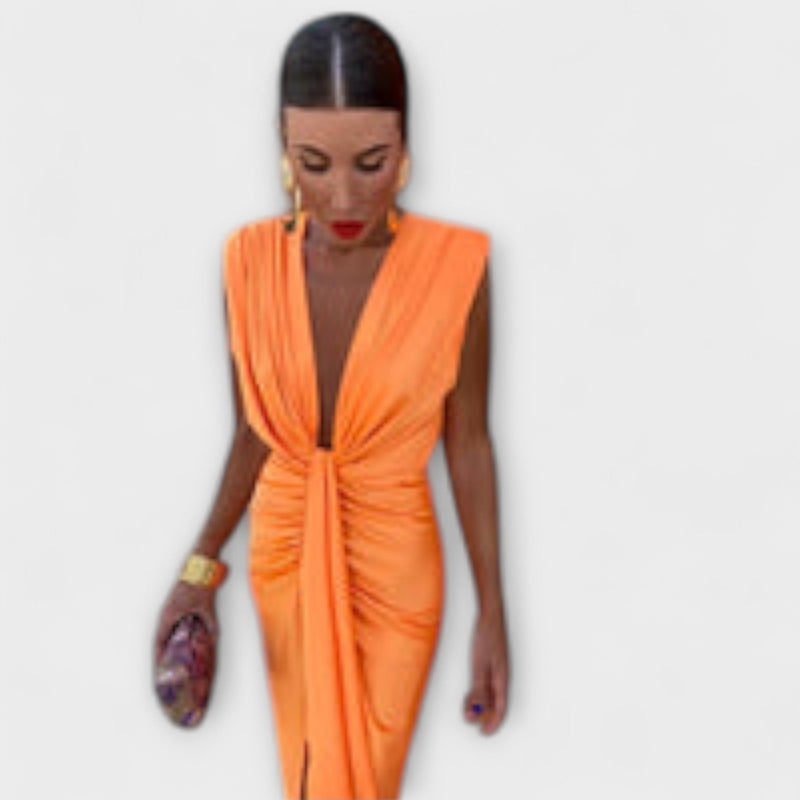 Leonora - Elegantní šaty s hlubokým V výstřihem