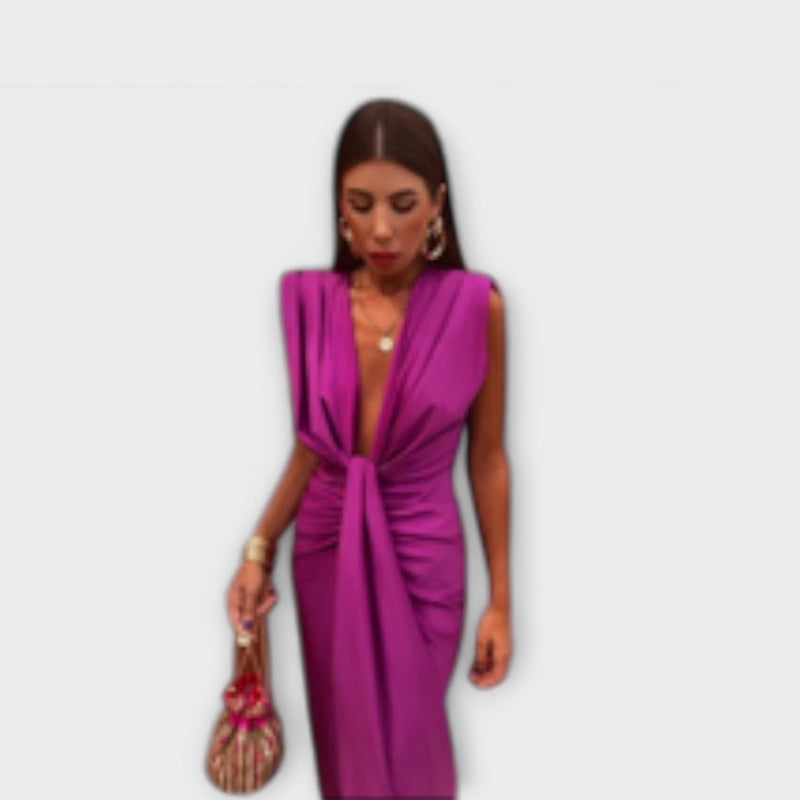 Leonora - Elegantní šaty s hlubokým V výstřihem