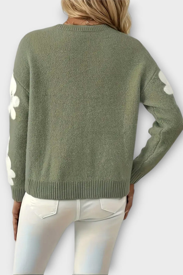 Silke - Měkký pletený svetr s květinovým designem