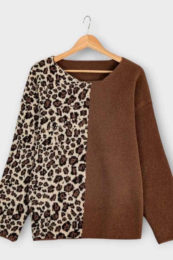 Marina - Ležérní svetr s leopardím designem