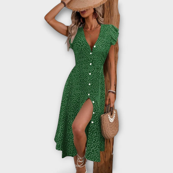 Elegantní Midi Šaty s Puntíky