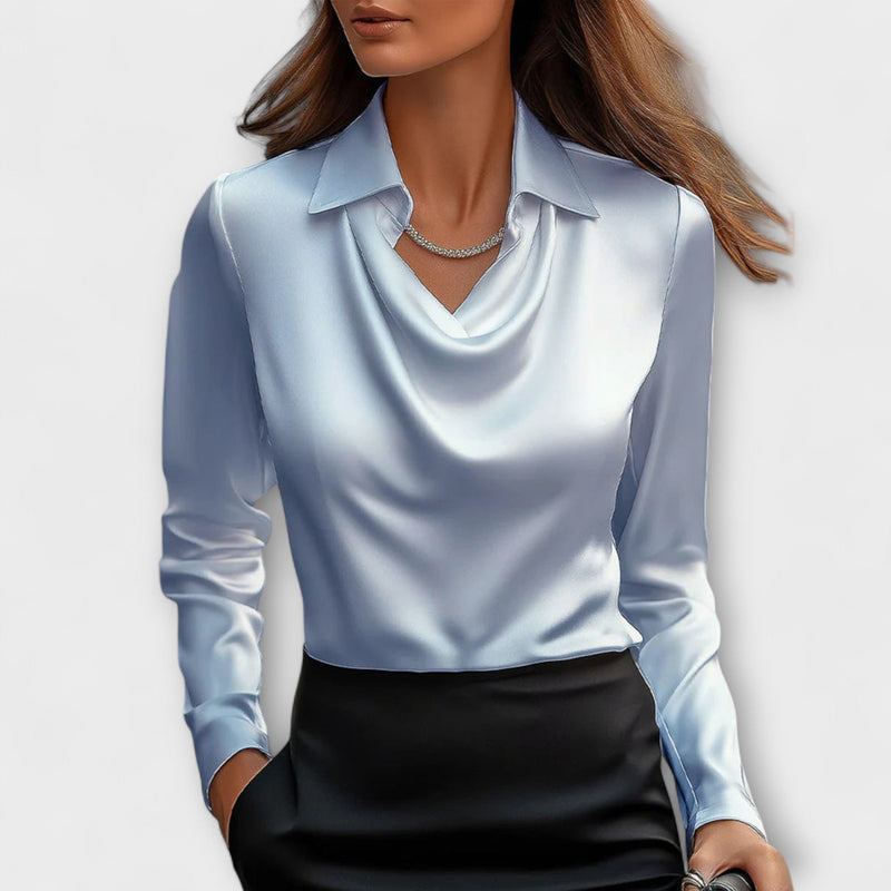 Alicia - Lesklá blůza s volánkovým límcem