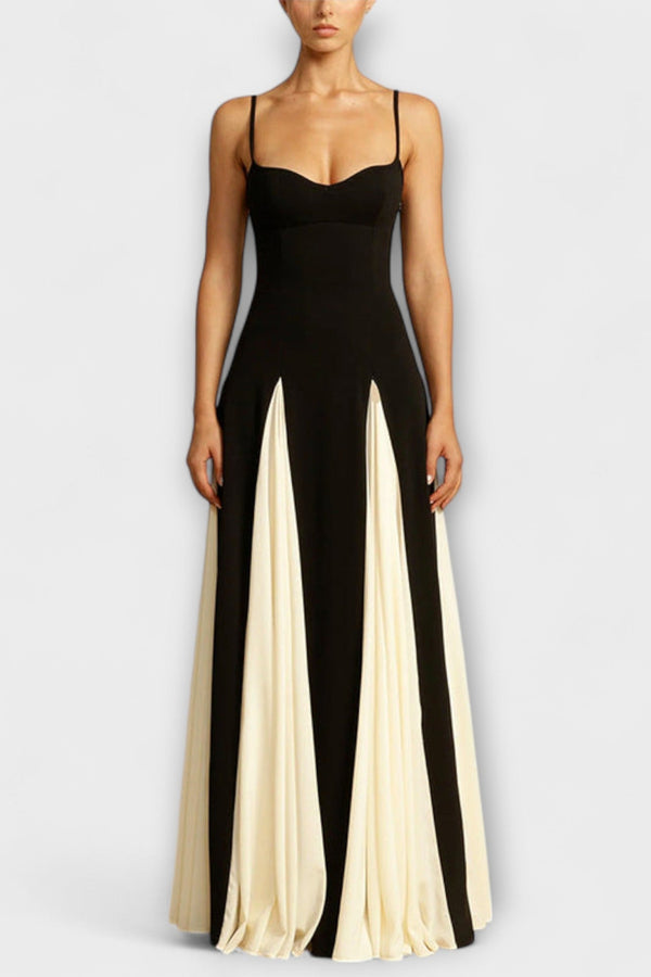 Ember - Klasická elegance A-line maxi šaty s tylovými panely