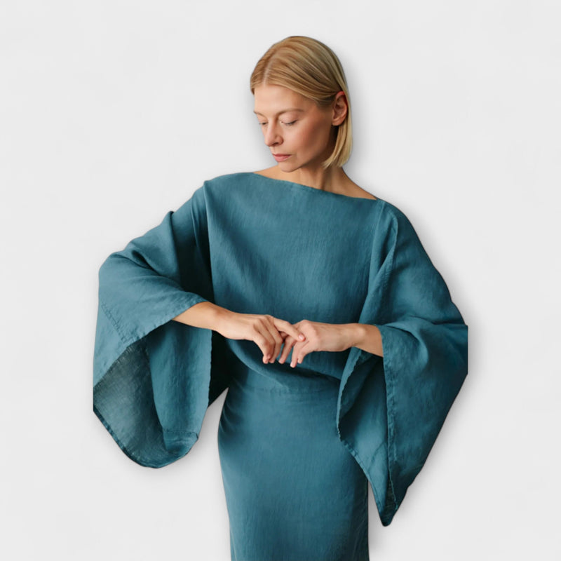Dana - Kimono šaty vyrobené z lnu a bavlny